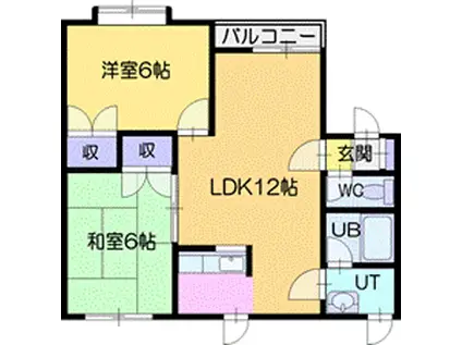 ウッディヴィレッヂA館(2LDK/2階)の間取り写真