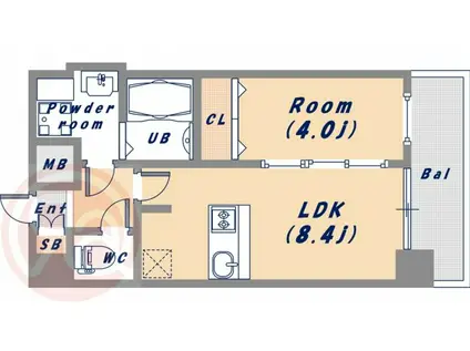 プレサンス南堀江ザ・センス(1LDK/12階)の間取り写真