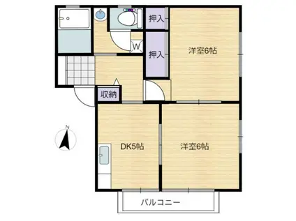 ラ・フォーレ朝日(2DK/2階)の間取り写真