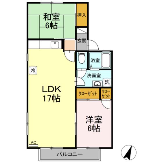 セジュール東雲A(2LDK/2階)の間取り写真
