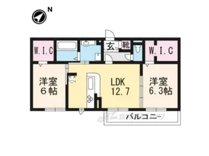 コルヌコピア(2LDK/2階)の間取り写真