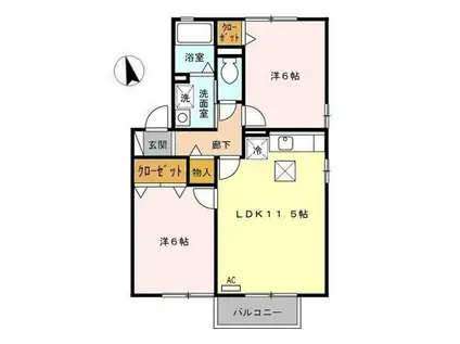 シャルム・ドミール I(2LDK/1階)の間取り写真