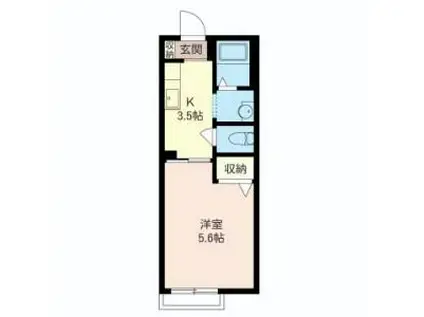 グリーントップ(1K/1階)の間取り写真