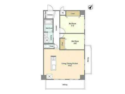 サント・コア目黒(2LDK/2階)の間取り写真