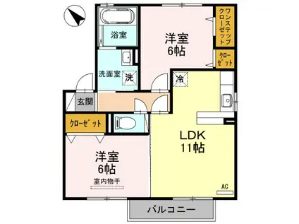 カサ・マールK B棟(2LDK/2階)の間取り写真