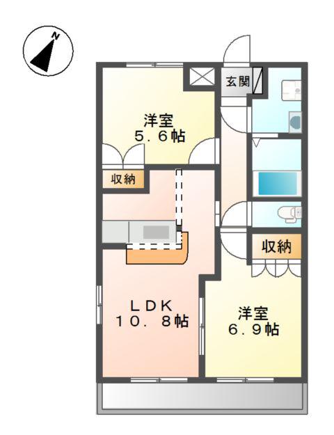 TIARE(2LDK/1階)の間取り写真
