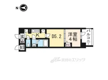 ベラジオ西大路五条(1DK/3階)の間取り写真