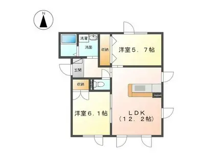 アビスタ(2LDK/1階)の間取り写真