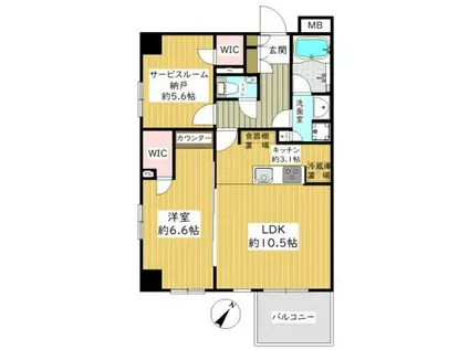 バースシティ横浜大通公園(1SLDK/9階)の間取り写真