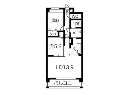 フォルテ茶屋ヶ坂(2LDK/3階)の間取り写真