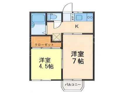 ラ・コスタ(2K/2階)の間取り写真