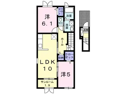 アメジストA(2LDK/2階)の間取り写真