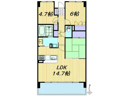パーク・ホームズ覚王山サウス(3LDK/2階)の間取り写真