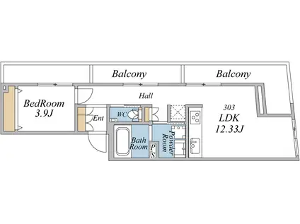 エクセルシオール荏原町(1LDK/3階)の間取り写真