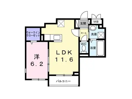 マリエレイラニ(1LDK/1階)の間取り写真