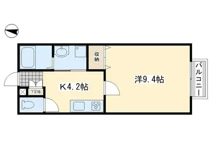 グリーンゲイブルズ光華(1K/1階)の間取り写真