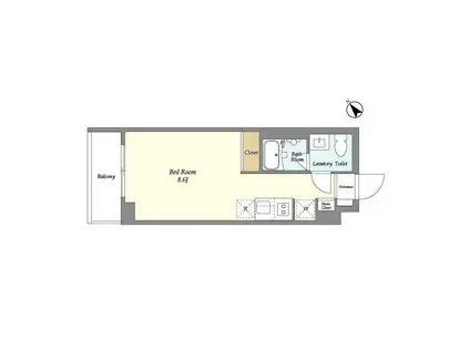 オープンブルーム和光(ワンルーム/B1階)の間取り写真