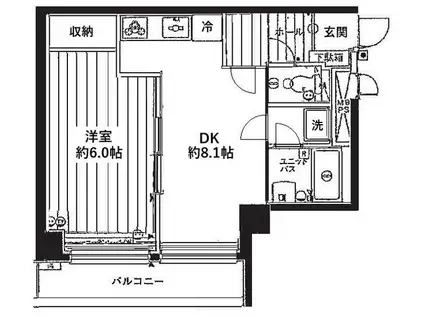 ダイアパレス田端第2(1LDK/4階)の間取り写真