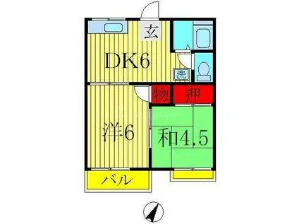 ファミーユ篠原(2DK/2階)の間取り写真