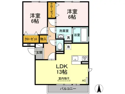 グランシャトーIII(2LDK/3階)の間取り写真