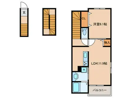 サンライズシェル(1LDK/3階)の間取り写真