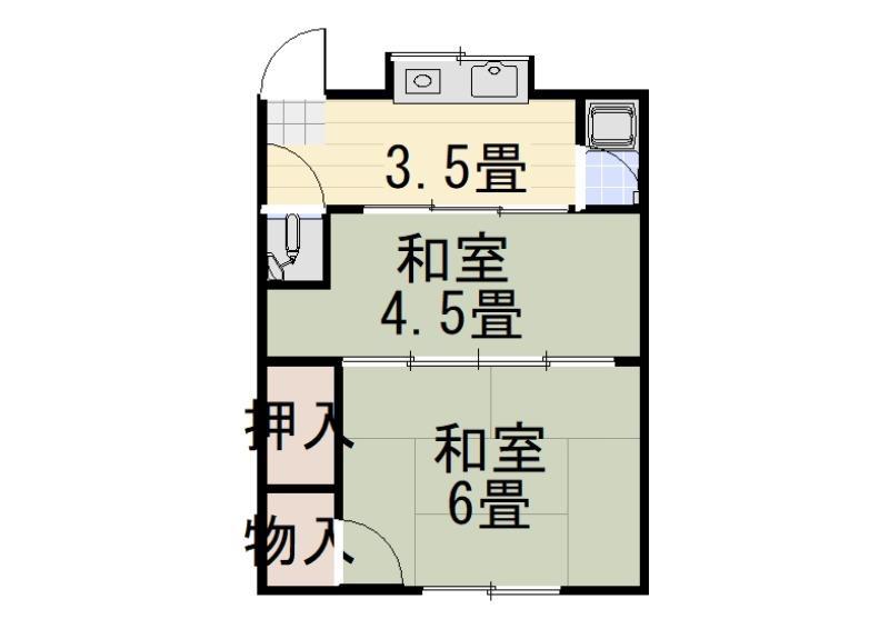 本町ハウス(2K/2階)の間取り写真