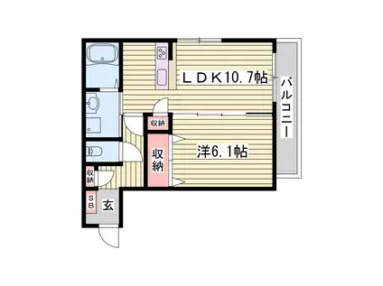 エグレット姫路III(1LDK/2階)の間取り写真