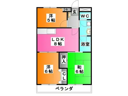 メゾン高木(3LDK/3階)の間取り写真