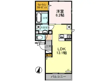 ブロックK(1LDK/2階)の間取り写真