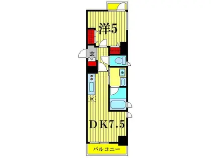 ALTERNA錦糸町(1DK/7階)の間取り写真