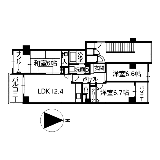 コープ野村武蔵(3LDK/8階)の間取り写真