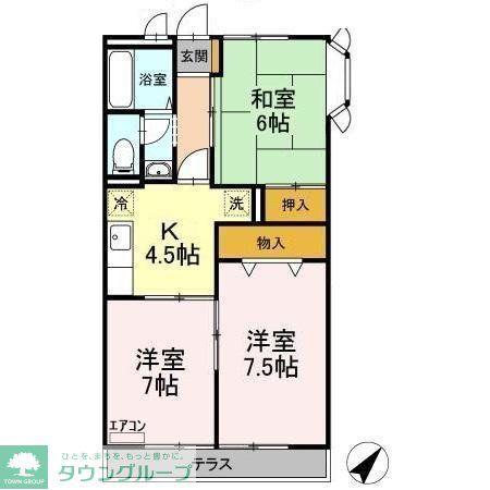 サンパレス薬円台(3K/1階)の間取り写真