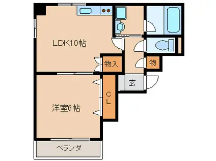 ソレイユコート東町(1LDK/2階)の間取り写真