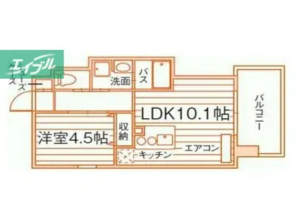 GRAND ETERNA岡山II(1LDK/3階)の間取り写真