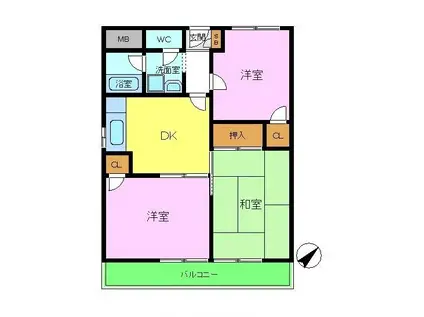 廣谷ビル(3DK/2階)の間取り写真