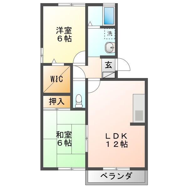 ウエストアベニューB(2LDK/3階)の間取り写真