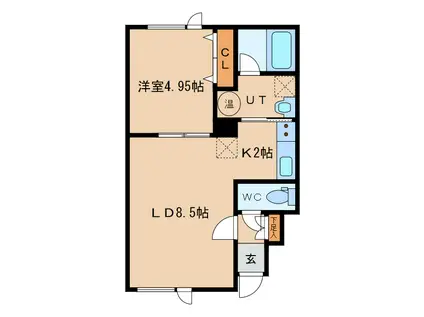 RITZ(1LDK/1階)の間取り写真