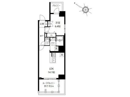 AKUA北品川(1LDK/4階)の間取り写真
