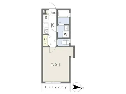 アフェット道場南2(1K/2階)の間取り写真