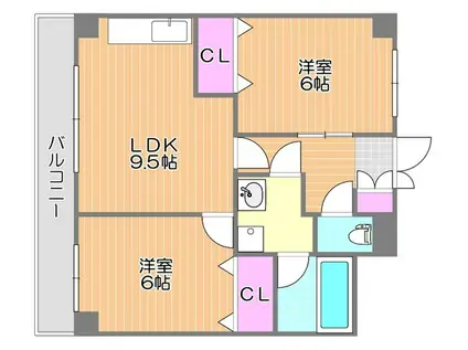 レポーゼI(2LDK/4階)の間取り写真
