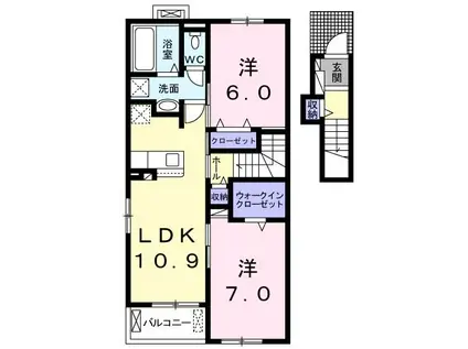 カルミア II(2LDK/2階)の間取り写真