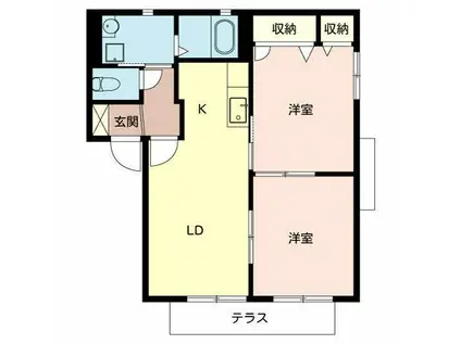 金剛ビューハイツ(2LDK/1階)の間取り写真