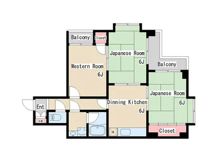 ワコーレ東須磨(3DK/4階)の間取り写真