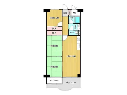 エバーグリーン住吉(3SLDK/11階)の間取り写真