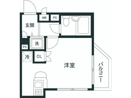 ワコーレ五反田(ワンルーム/1階)の間取り写真