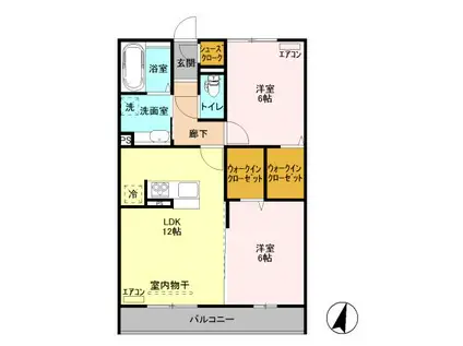 MOTOWNHOUSE(2LDK/2階)の間取り写真