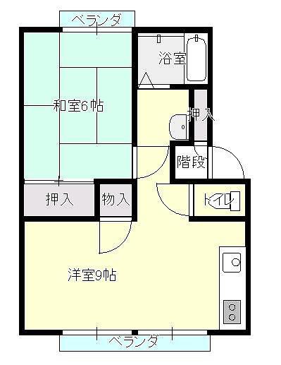 パナハイツ井上B棟(1LDK/2階)の間取り写真