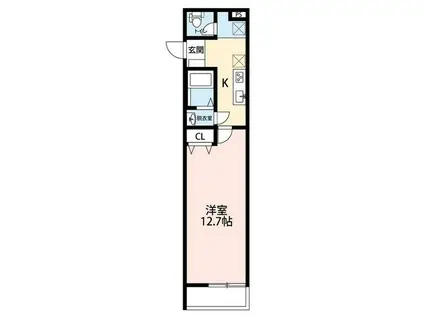 ジュネ北上尾(1K/1階)の間取り写真