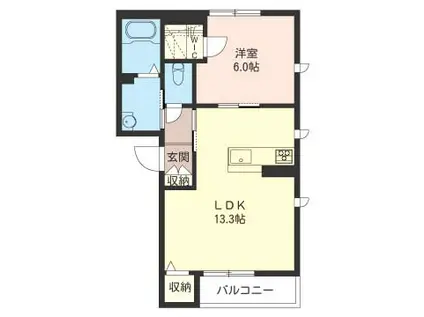 アリスティオ(1LDK/1階)の間取り写真