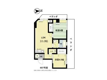 トナミビル(2LDK/6階)の間取り写真